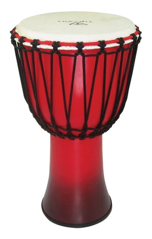 10″ Fiberglass Djembe – Rope Tuned Black & Red Finish